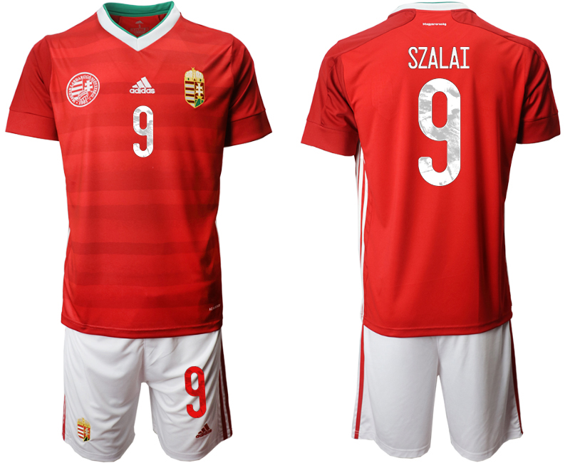 Men 2021 European Cup Hungary red home #9 Soccer Jersey->welsh jersey->Soccer Country Jersey